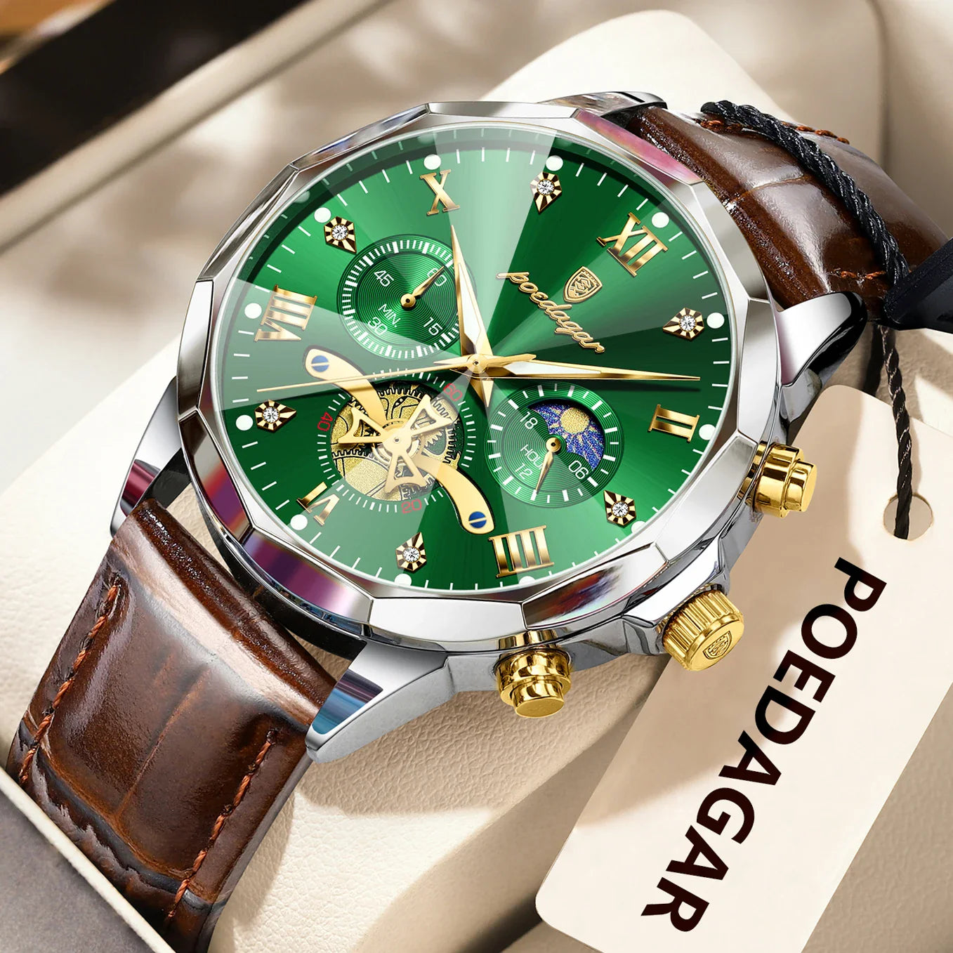 Luxury Brand Men Watch Waterproof Luminous Chronograph Leather Man Watches Fashion Sports Quartz Men's Wristwatch Reloj