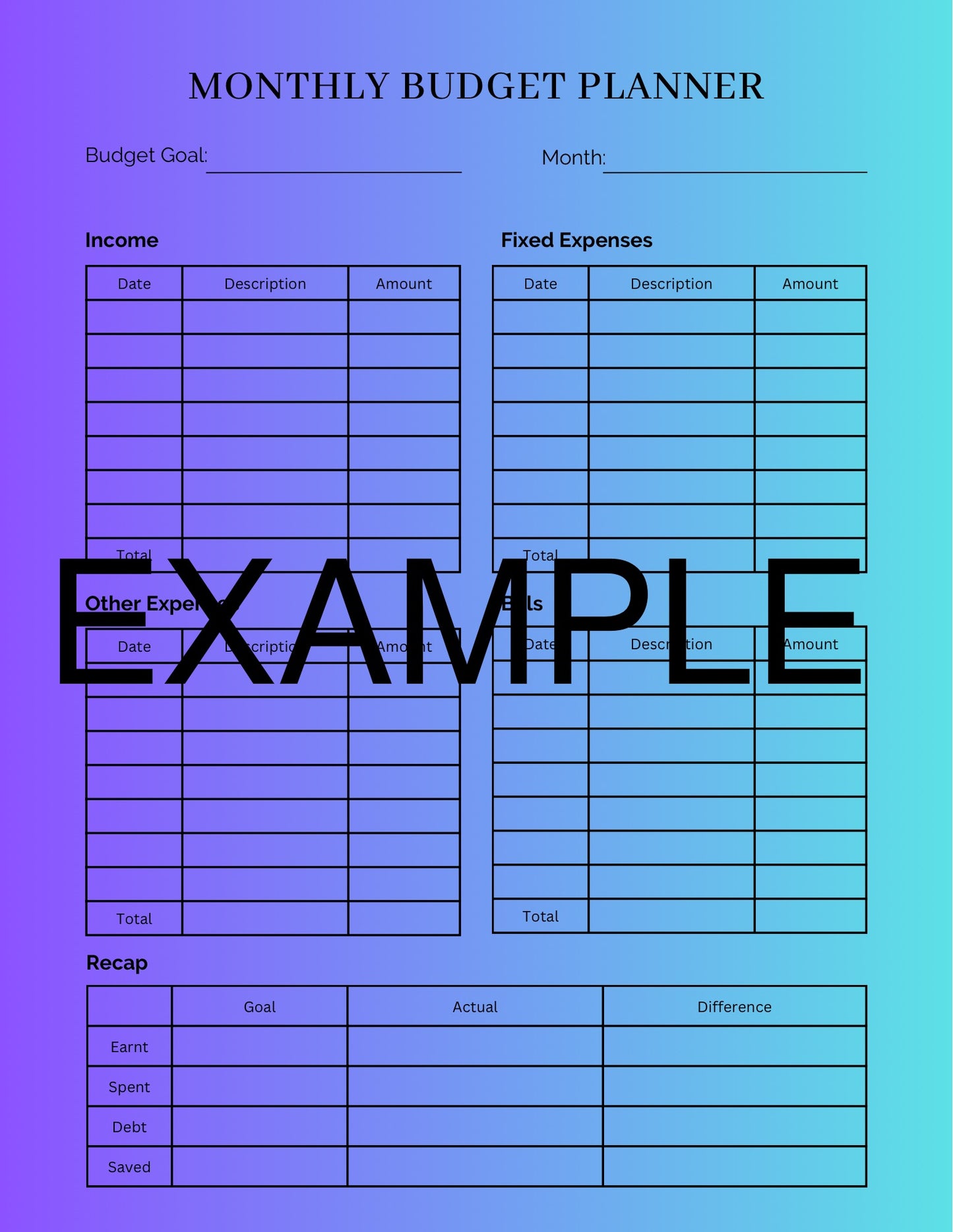 Monthly Budget Planner