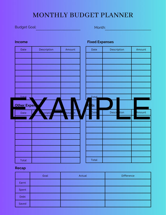 Monthly Budget Planner