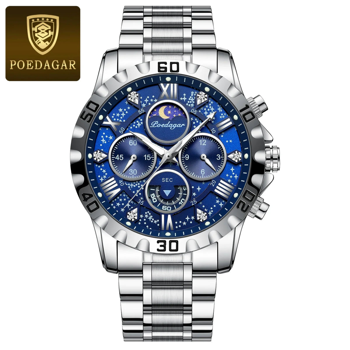 Top Luxury Man Wristwatch Waterproof Luminous Chronograph Men's Quartz Watch Stainless Steel Casual Sports Men Watches