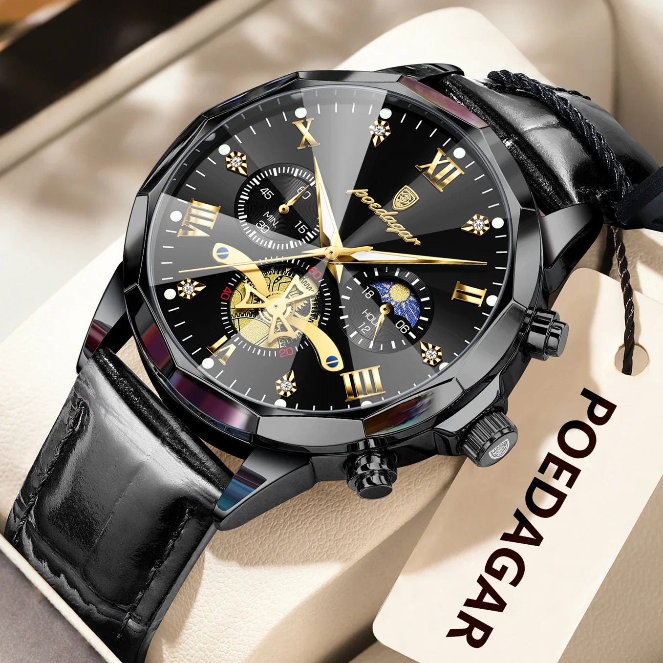 Luxury Brand Men Watch Waterproof Luminous Chronograph Leather Man Watches Fashion Sports Quartz Men's Wristwatch Reloj