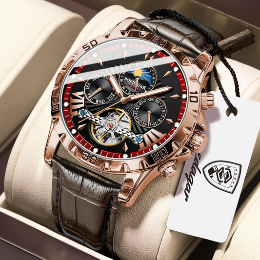 Luxury Automatic Male Watch Date Week Luminous Waterproof Tourbillon Men Watch Leather Fashion Mechanical Men's Watches