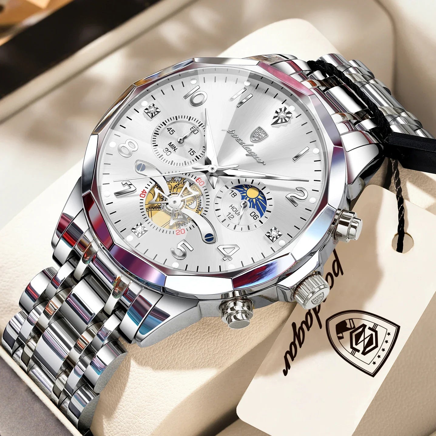 Luxury High Quality Man Wristwatch Chronograph Stainless Steel Quartz Men's Watches Waterproof Luminous Men Clock Reloj