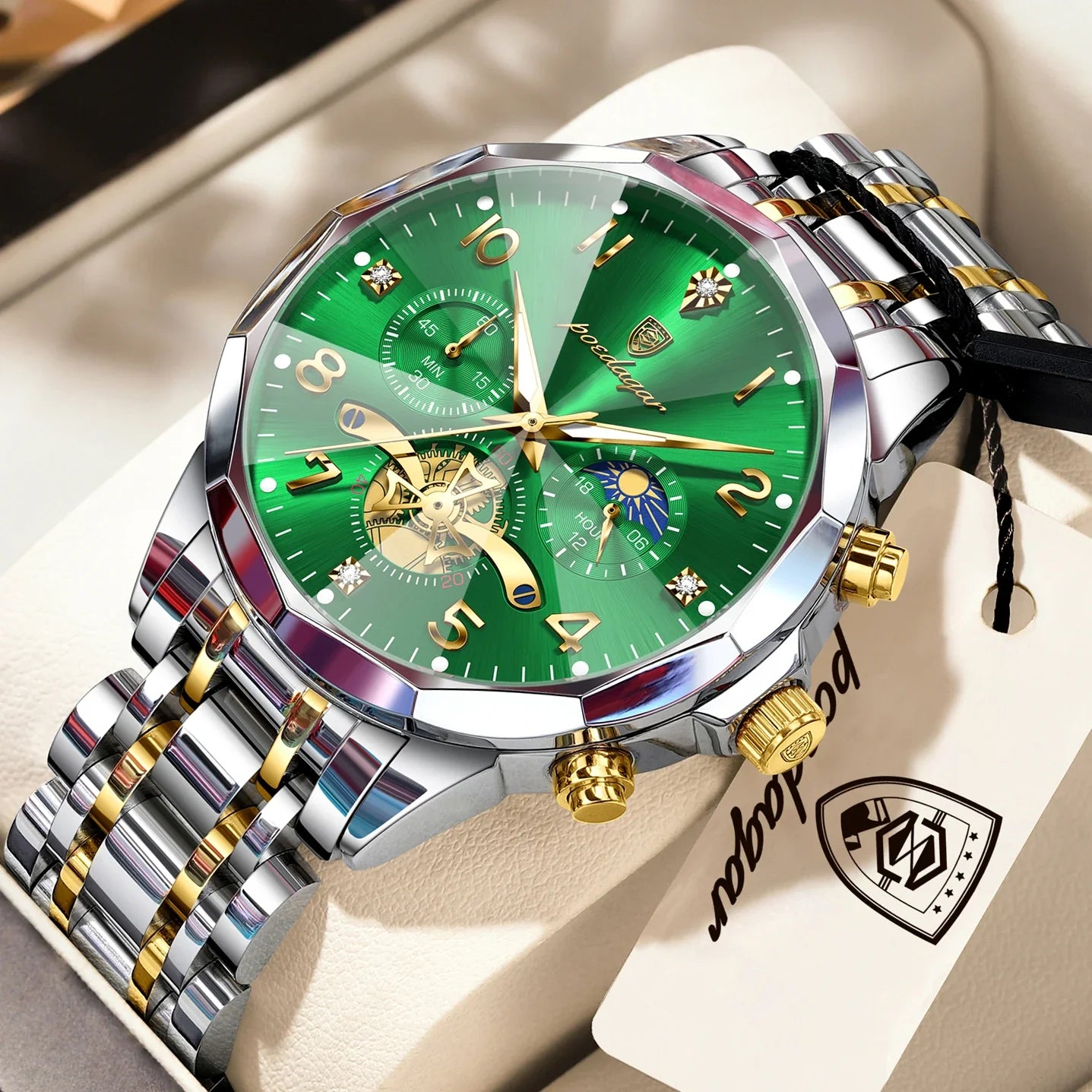 Luxury High Quality Man Wristwatch Chronograph Stainless Steel Quartz Men's Watches Waterproof Luminous Men Clock Reloj