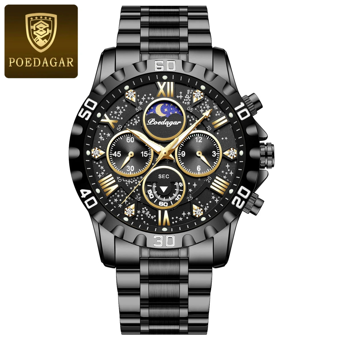 Top Luxury Man Wristwatch Waterproof Luminous Chronograph Men's Quartz Watch Stainless Steel Casual Sports Men Watches