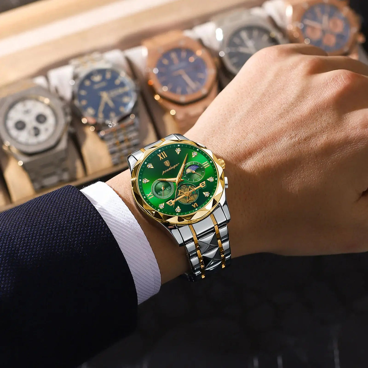 Original Fashion Men Wristwatch Stainless Steel Chronograph Man Watch Waterproof Luminous Military Men's Quartz Watches