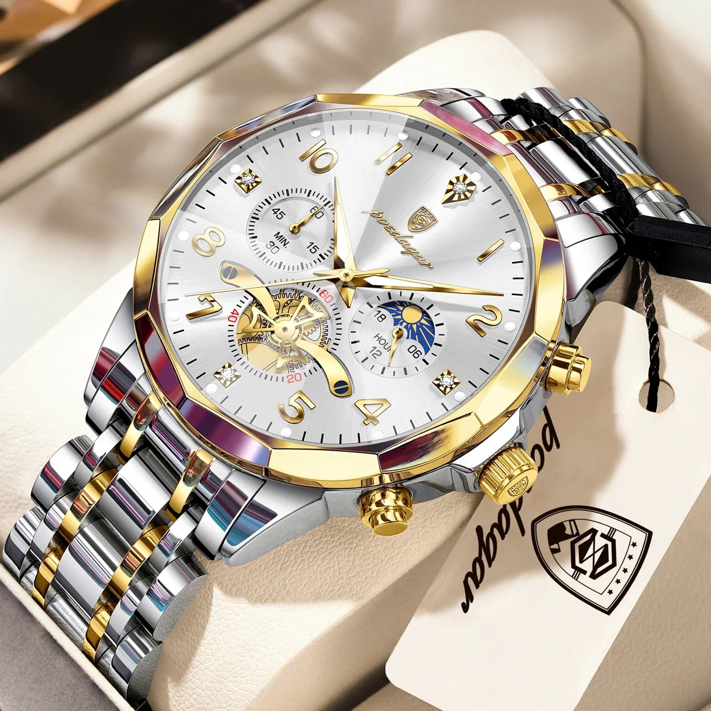 Luxury High Quality Man Wristwatch Chronograph Stainless Steel Quartz Men's Watches Waterproof Luminous Men Clock Reloj