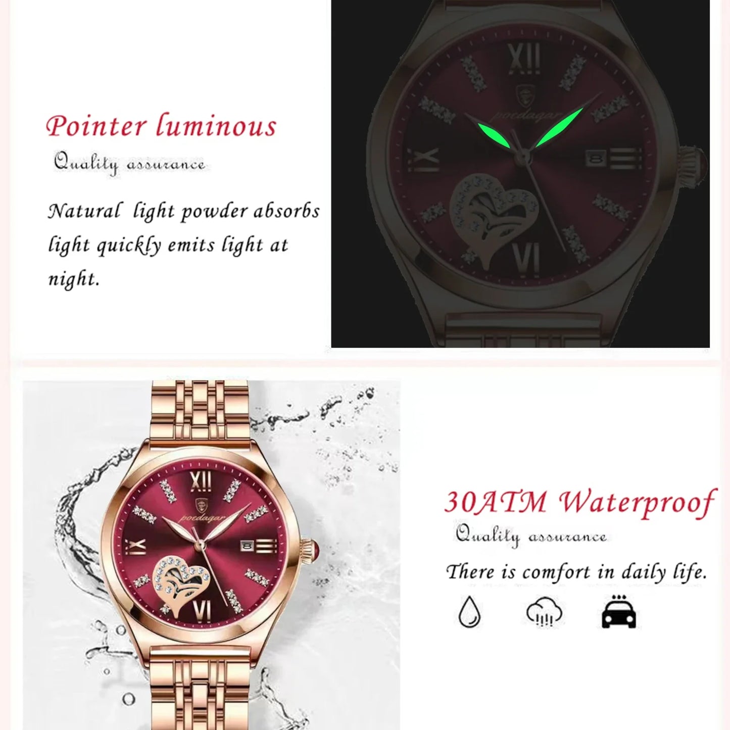 Luxury Watches For Women Waterproof Luminous Date Stainless Steel Woman Watch Elegant Fashion Quartz Ladies Wristwatch