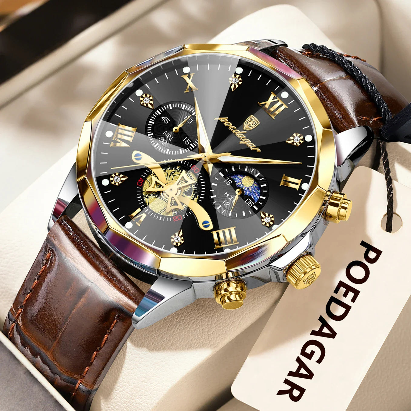 Luxury Brand Men Watch Waterproof Luminous Chronograph Leather Man Watches Fashion Sports Quartz Men's Wristwatch Reloj