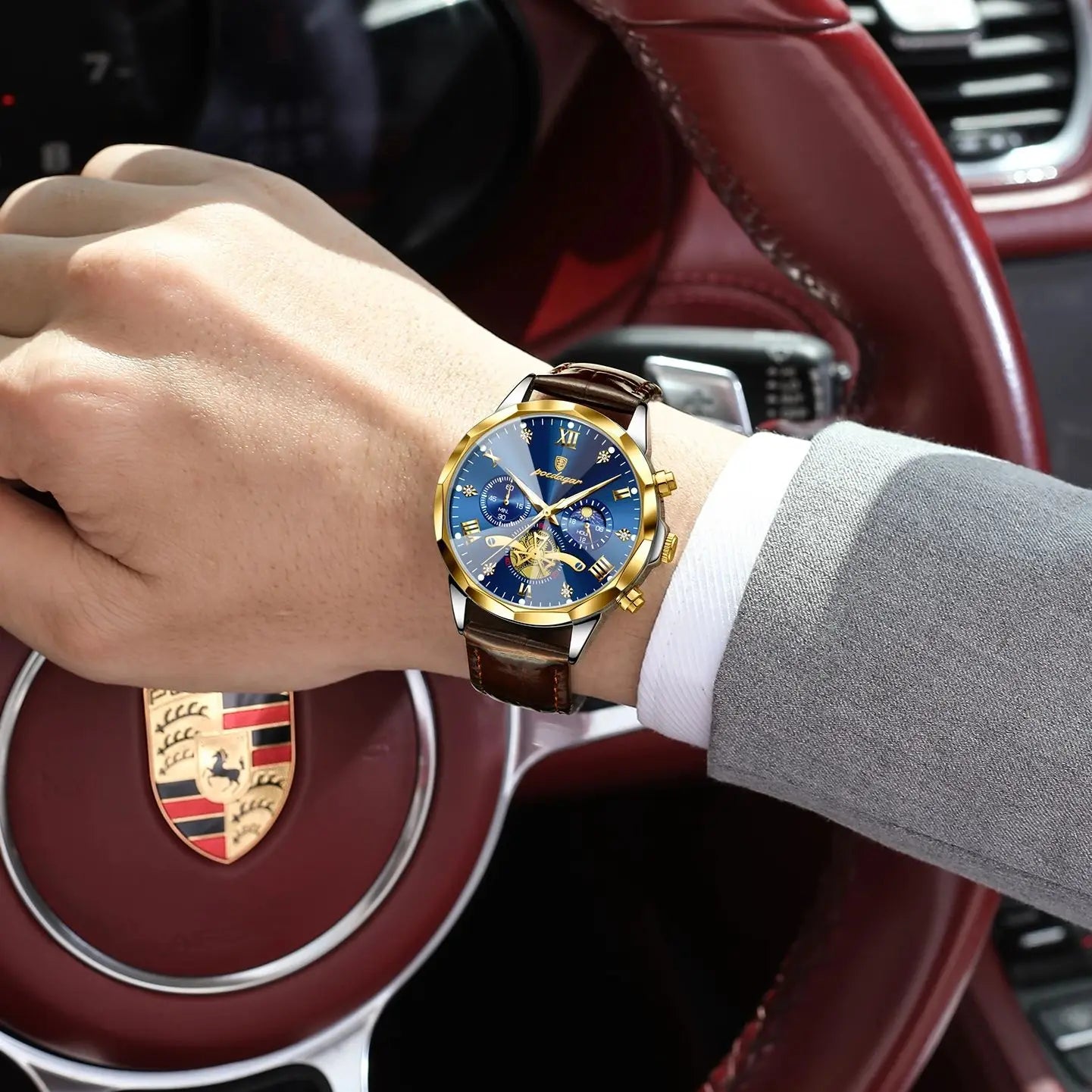 Luxury Brand Men Watch Waterproof Luminous Chronograph Leather Man Watches Fashion Sports Quartz Men's Wristwatch Reloj