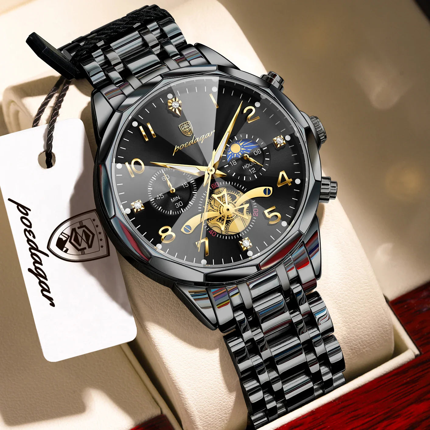 Luxury High Quality Man Wristwatch Chronograph Stainless Steel Quartz Men's Watches Waterproof Luminous Men Clock Reloj