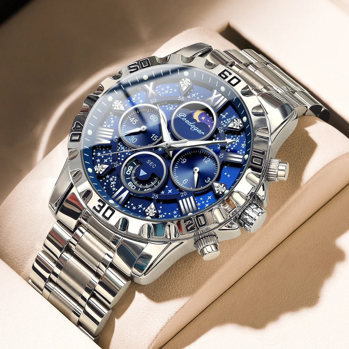 Top Luxury Man Wristwatch Waterproof Luminous Chronograph Men's Quartz Watch Stainless Steel Casual Sports Men Watches