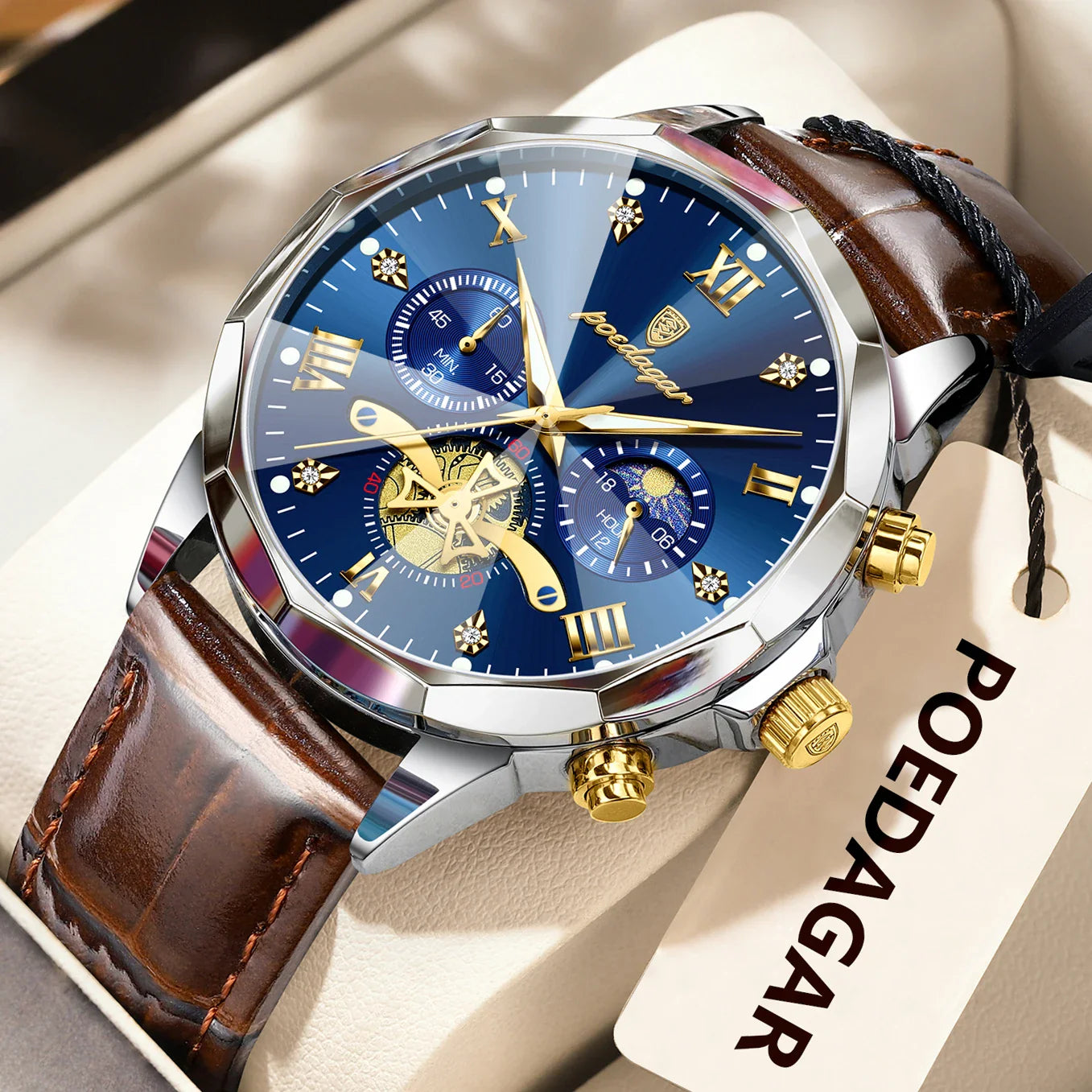 Luxury Brand Men Watch Waterproof Luminous Chronograph Leather Man Watches Fashion Sports Quartz Men's Wristwatch Reloj