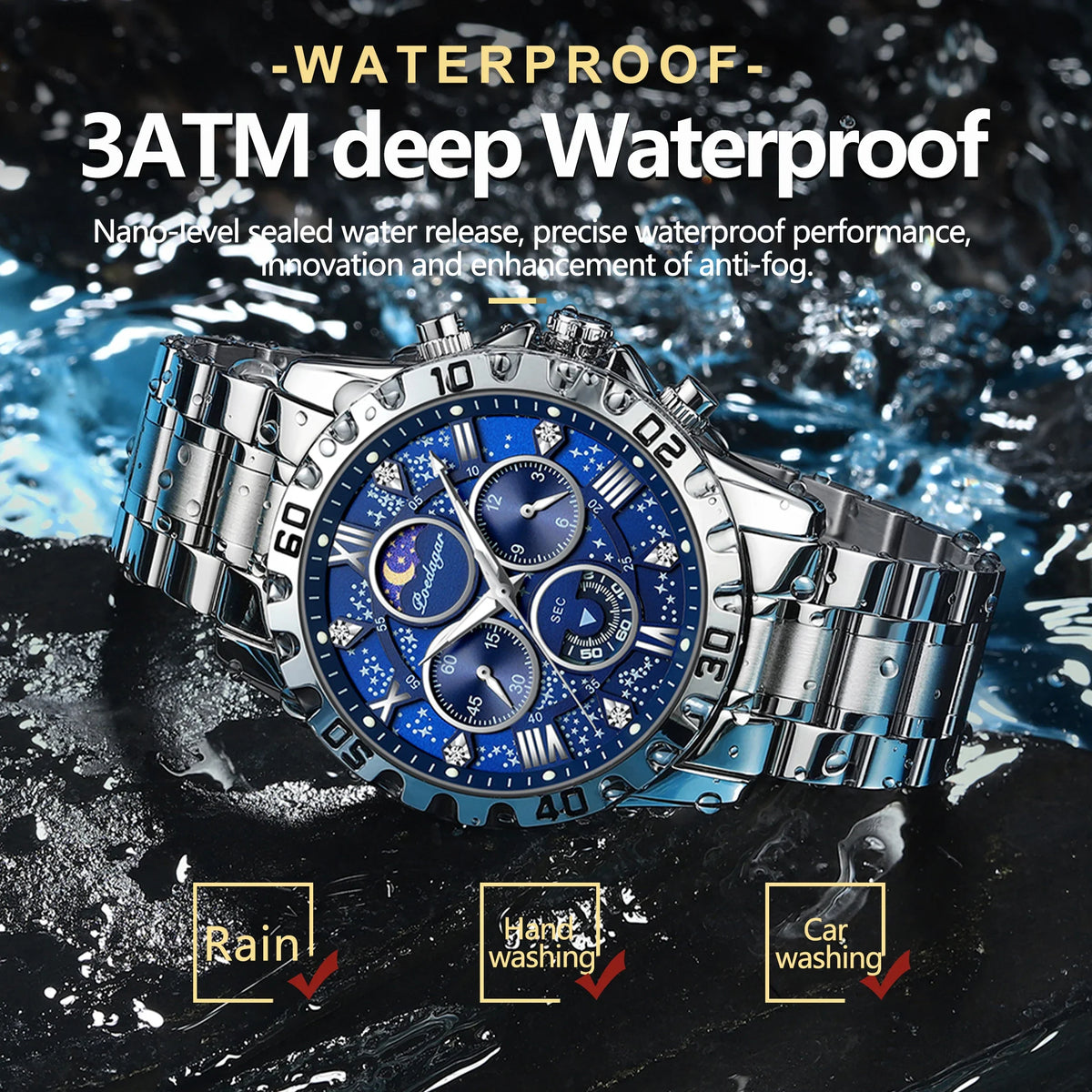 Top Luxury Man Wristwatch Waterproof Luminous Chronograph Men's Quartz Watch Stainless Steel Casual Sports Men Watches