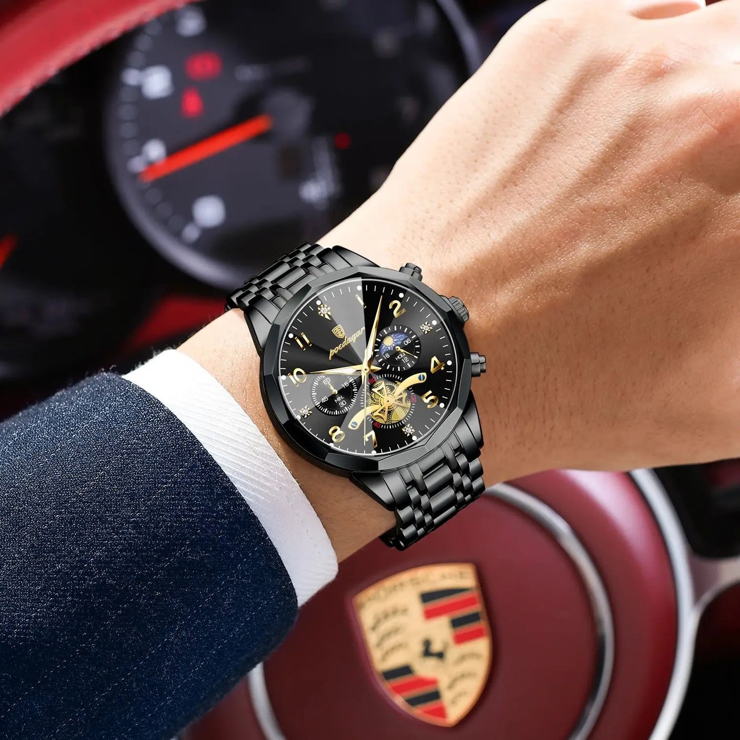 Luxury High Quality Man Wristwatch Chronograph Stainless Steel Quartz Men's Watches Waterproof Luminous Men Clock Reloj