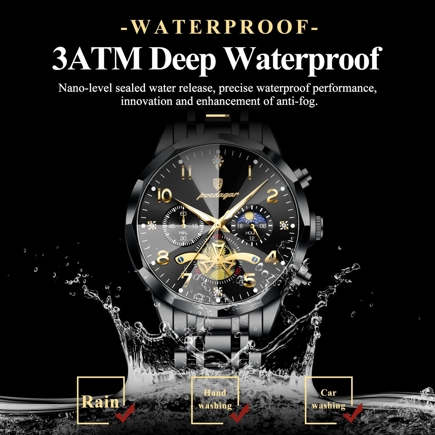 Luxury High Quality Man Wristwatch Chronograph Stainless Steel Quartz Men's Watches Waterproof Luminous Men Clock Reloj