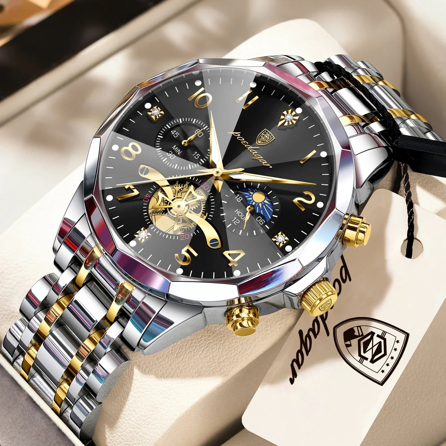 Luxury High Quality Man Wristwatch Chronograph Stainless Steel Quartz Men's Watches Waterproof Luminous Men Clock Reloj