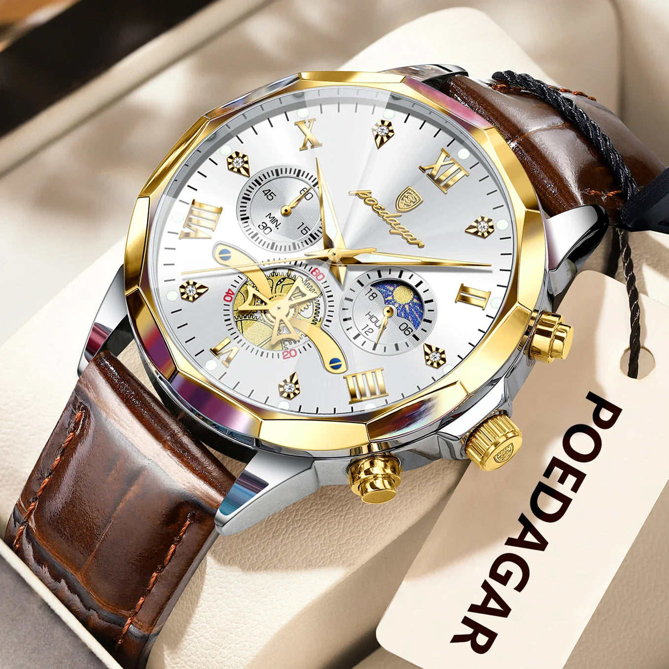 Luxury Brand Men Watch Waterproof Luminous Chronograph Leather Man Watches Fashion Sports Quartz Men's Wristwatch Reloj