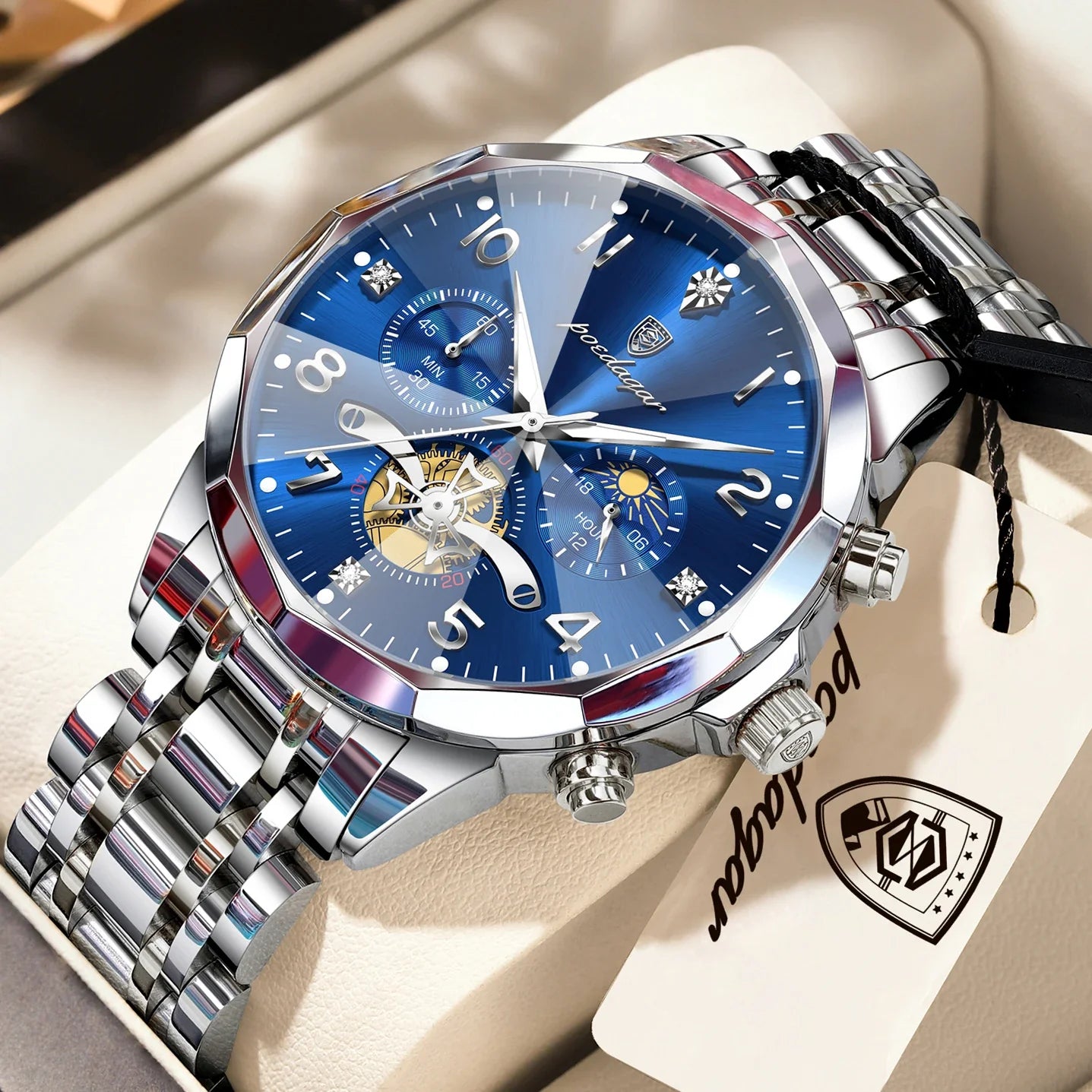 Luxury High Quality Man Wristwatch Chronograph Stainless Steel Quartz Men's Watches Waterproof Luminous Men Clock Reloj