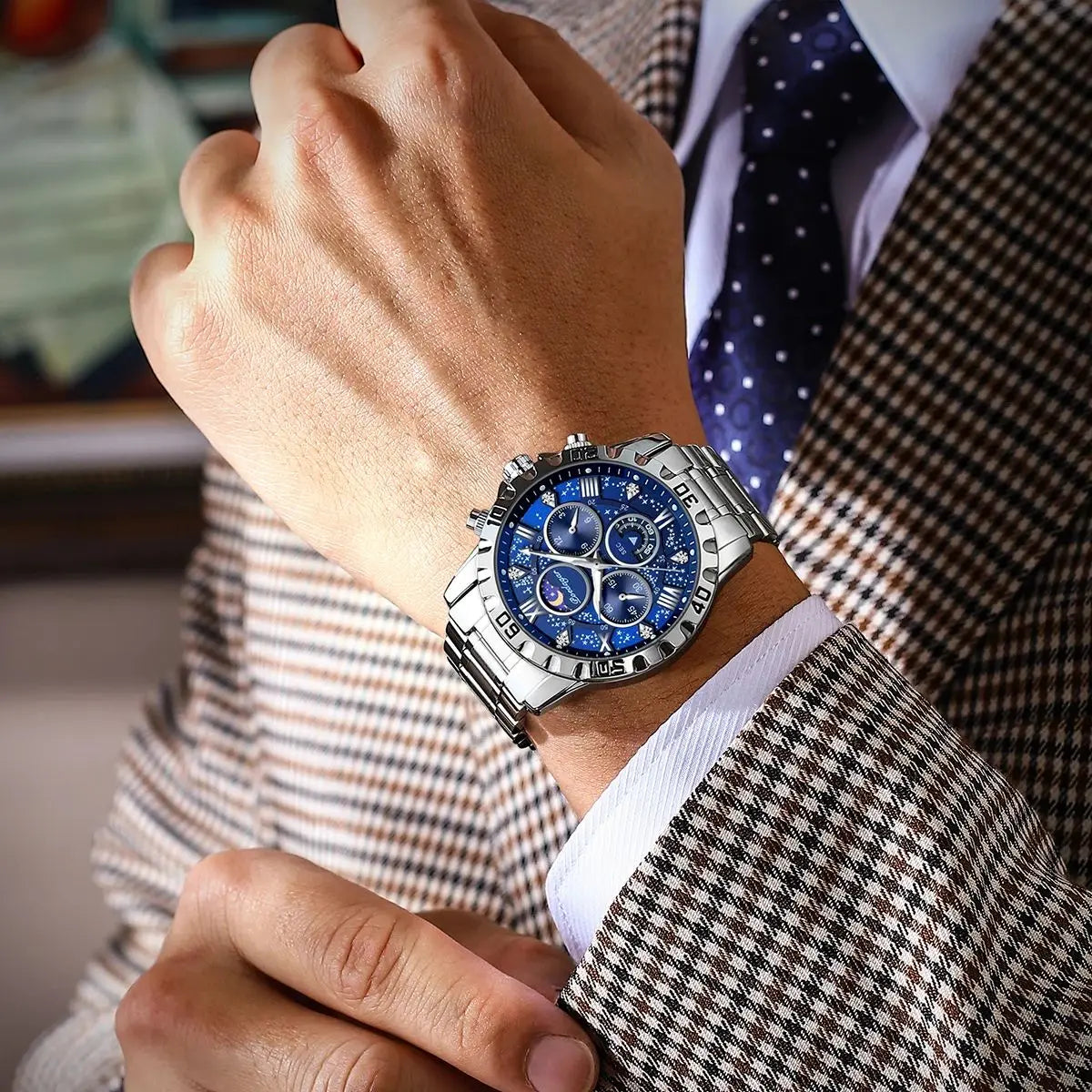 Top Luxury Man Wristwatch Waterproof Luminous Chronograph Men's Quartz Watch Stainless Steel Casual Sports Men Watches