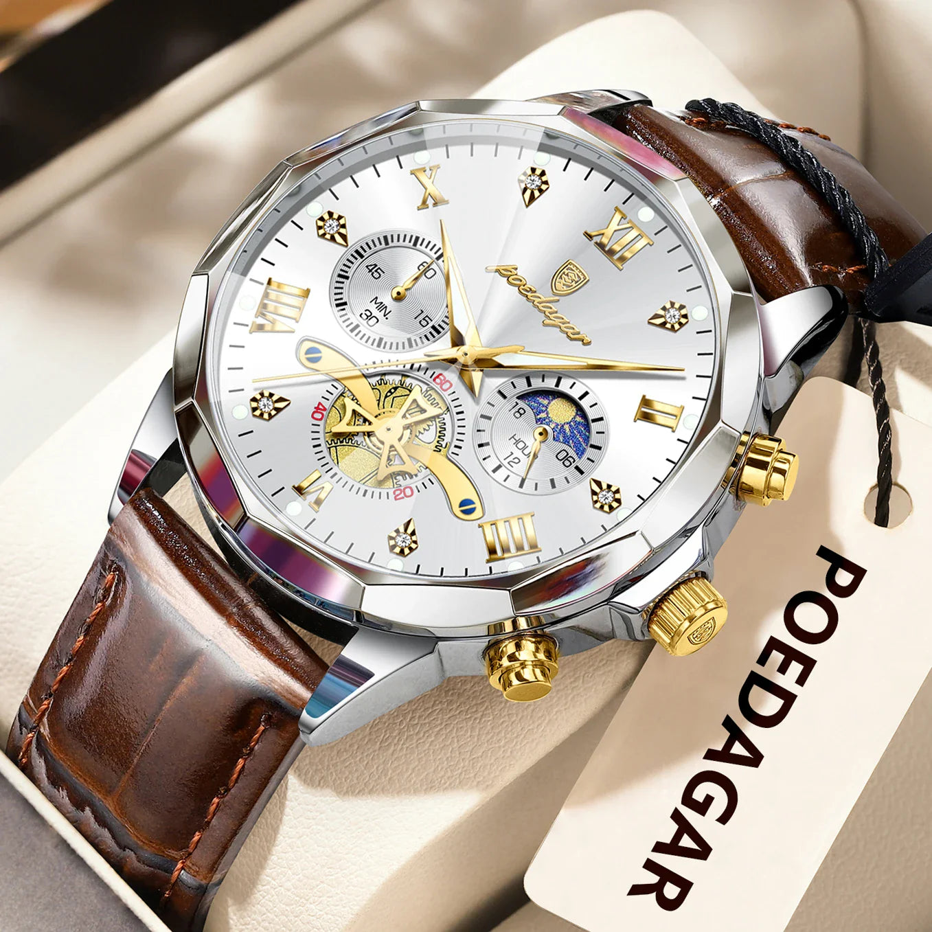Luxury Brand Men Watch Waterproof Luminous Chronograph Leather Man Watches Fashion Sports Quartz Men's Wristwatch Reloj