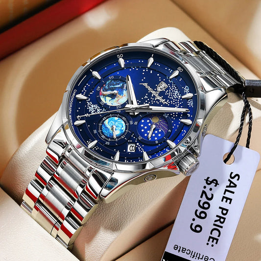 Luxury Man Wristwatch Luminous Waterproof Chronograph Date Men Watch Stainless Steel Men's Quartz Watches Reloj Hombre