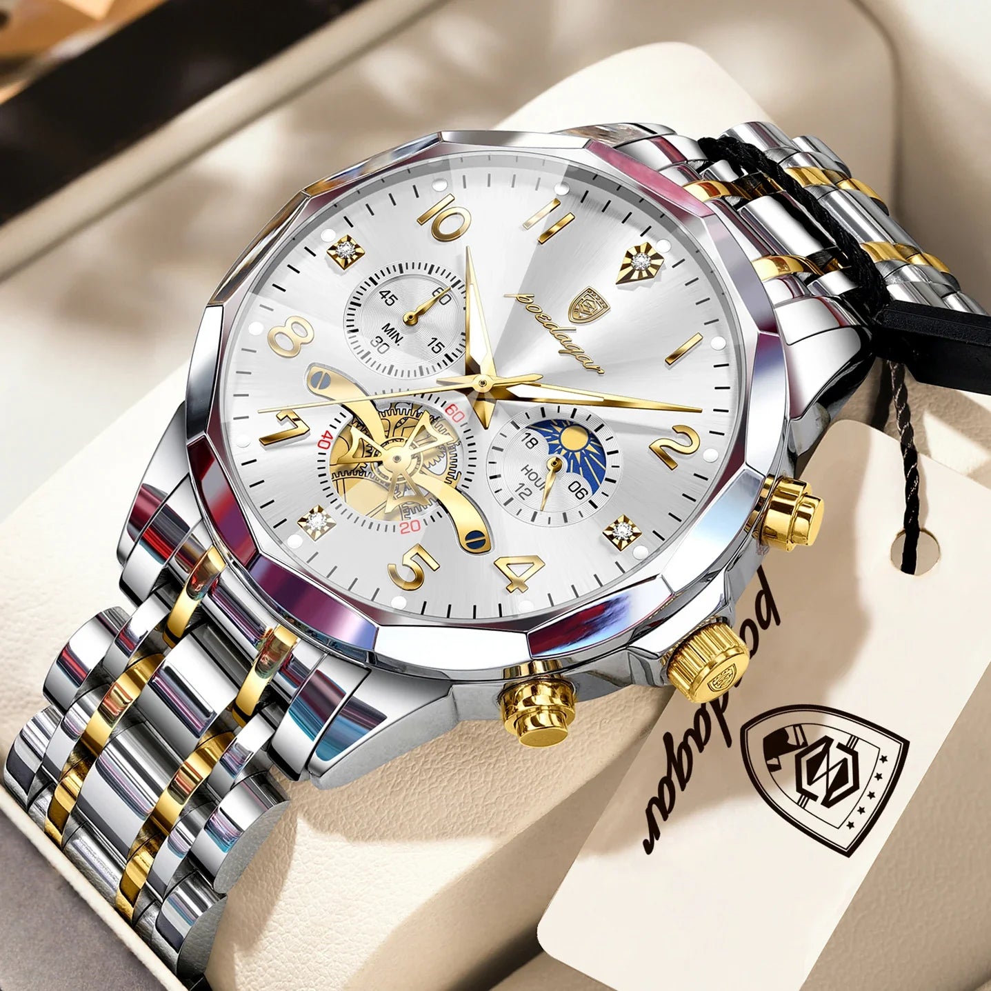 Luxury High Quality Man Wristwatch Chronograph Stainless Steel Quartz Men's Watches Waterproof Luminous Men Clock Reloj