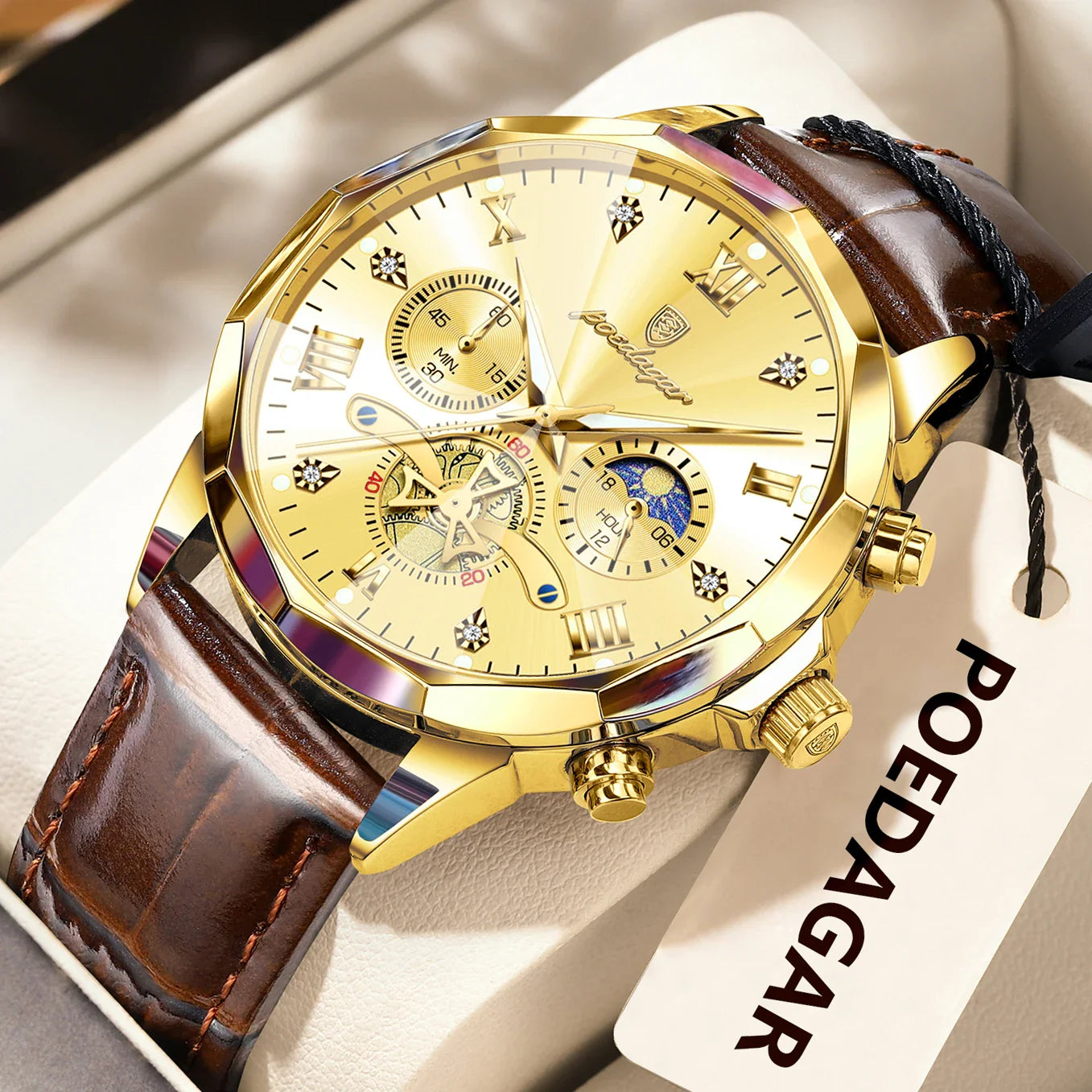 Luxury Brand Men Watch Waterproof Luminous Chronograph Leather Man Watches Fashion Sports Quartz Men's Wristwatch Reloj