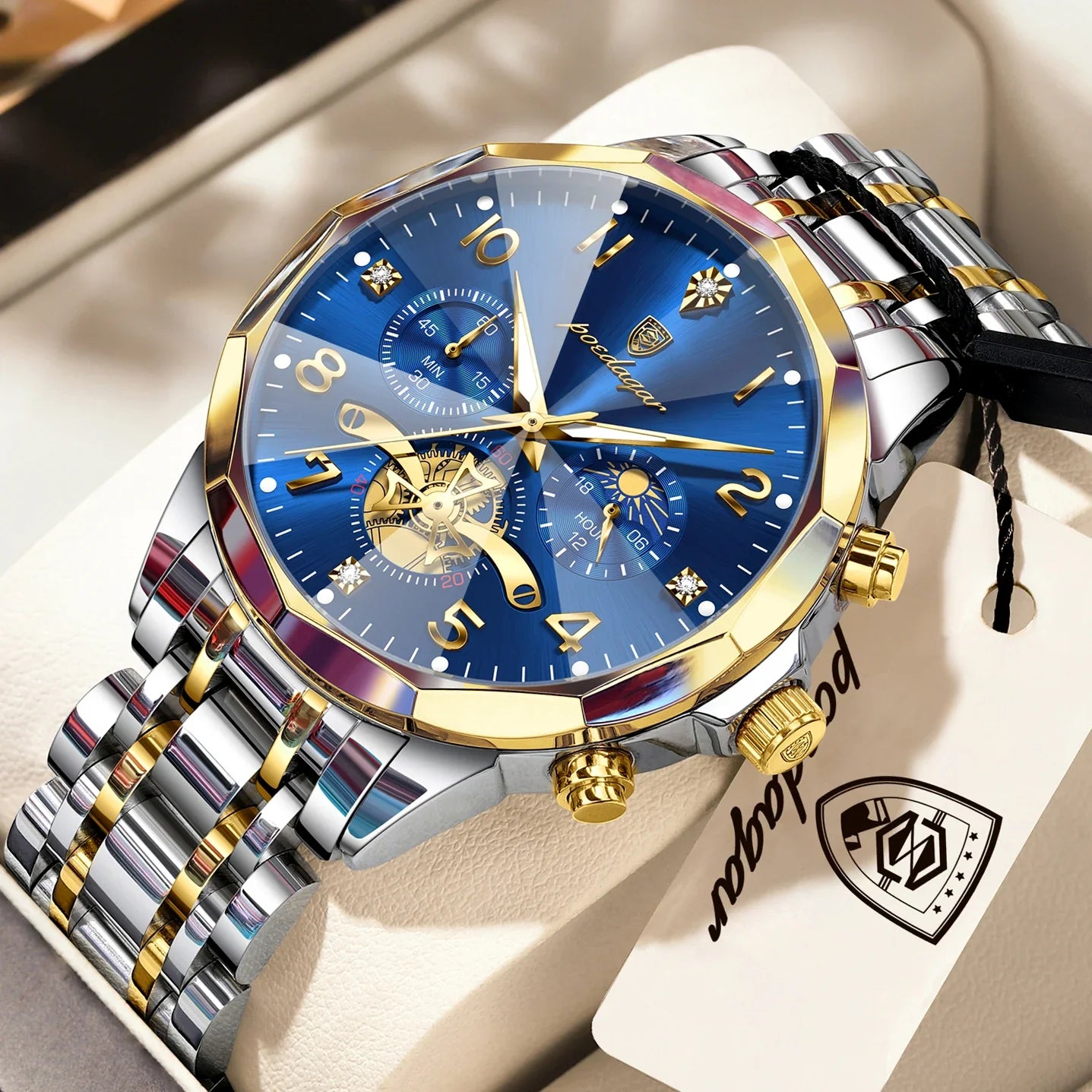 Luxury High Quality Man Wristwatch Chronograph Stainless Steel Quartz Men's Watches Waterproof Luminous Men Clock Reloj