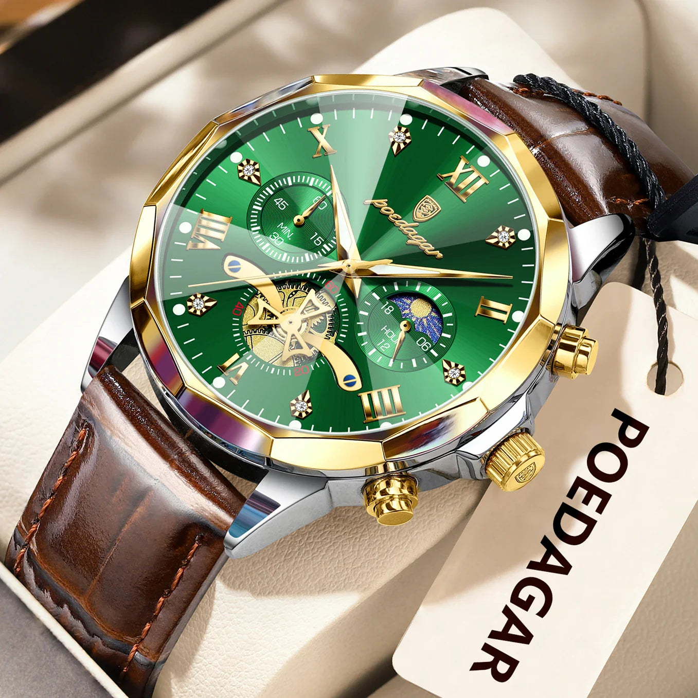 Luxury Brand Men Watch Waterproof Luminous Chronograph Leather Man Watches Fashion Sports Quartz Men's Wristwatch Reloj