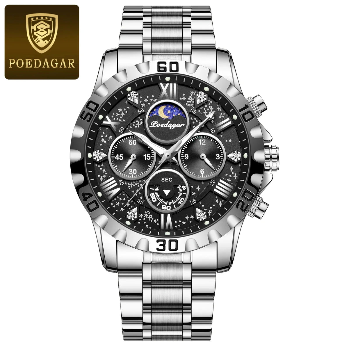 Top Luxury Man Wristwatch Waterproof Luminous Chronograph Men's Quartz Watch Stainless Steel Casual Sports Men Watches