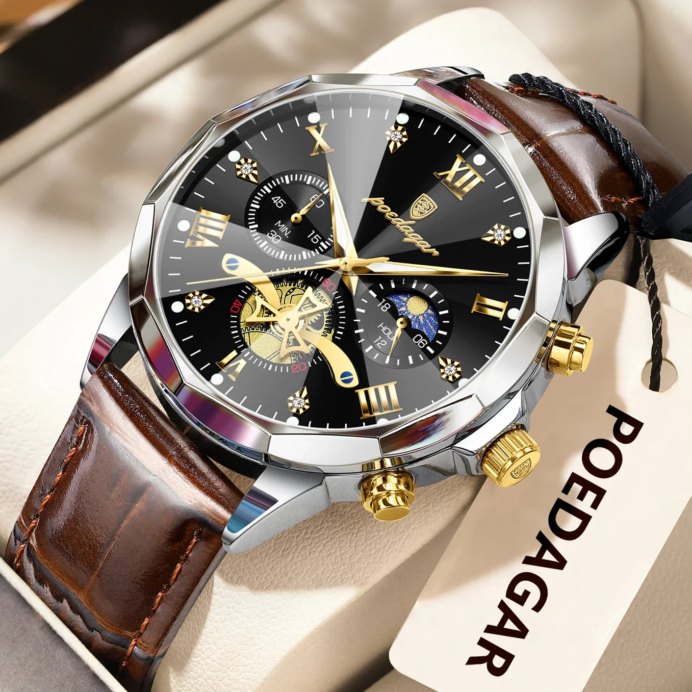 Luxury Brand Men Watch Waterproof Luminous Chronograph Leather Man Watches Fashion Sports Quartz Men's Wristwatch Reloj