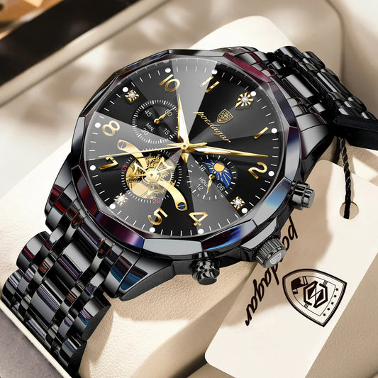 Luxury High Quality Man Wristwatch Chronograph Stainless Steel Quartz Men's Watches Waterproof Luminous Men Clock Reloj