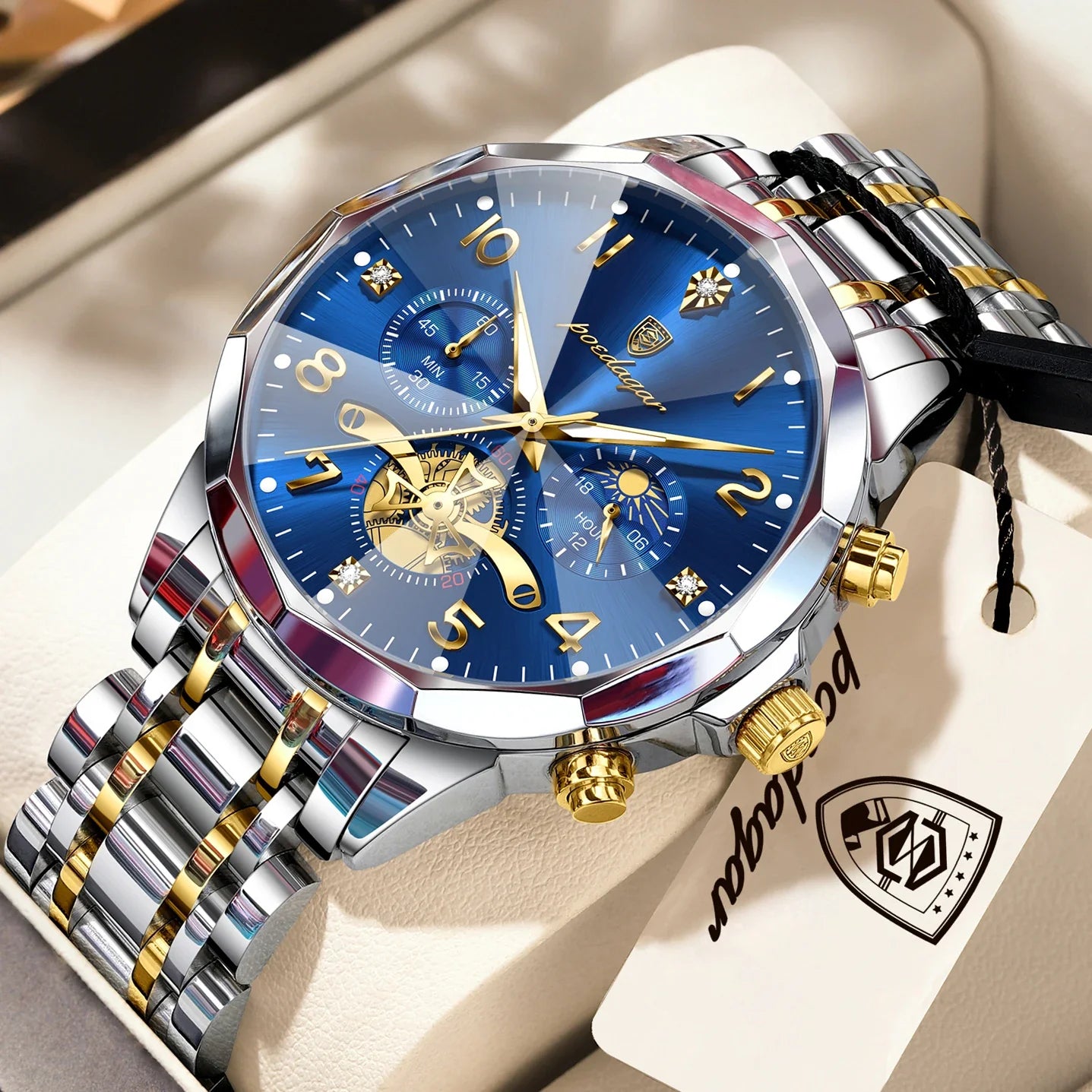 Luxury High Quality Man Wristwatch Chronograph Stainless Steel Quartz Men's Watches Waterproof Luminous Men Clock Reloj