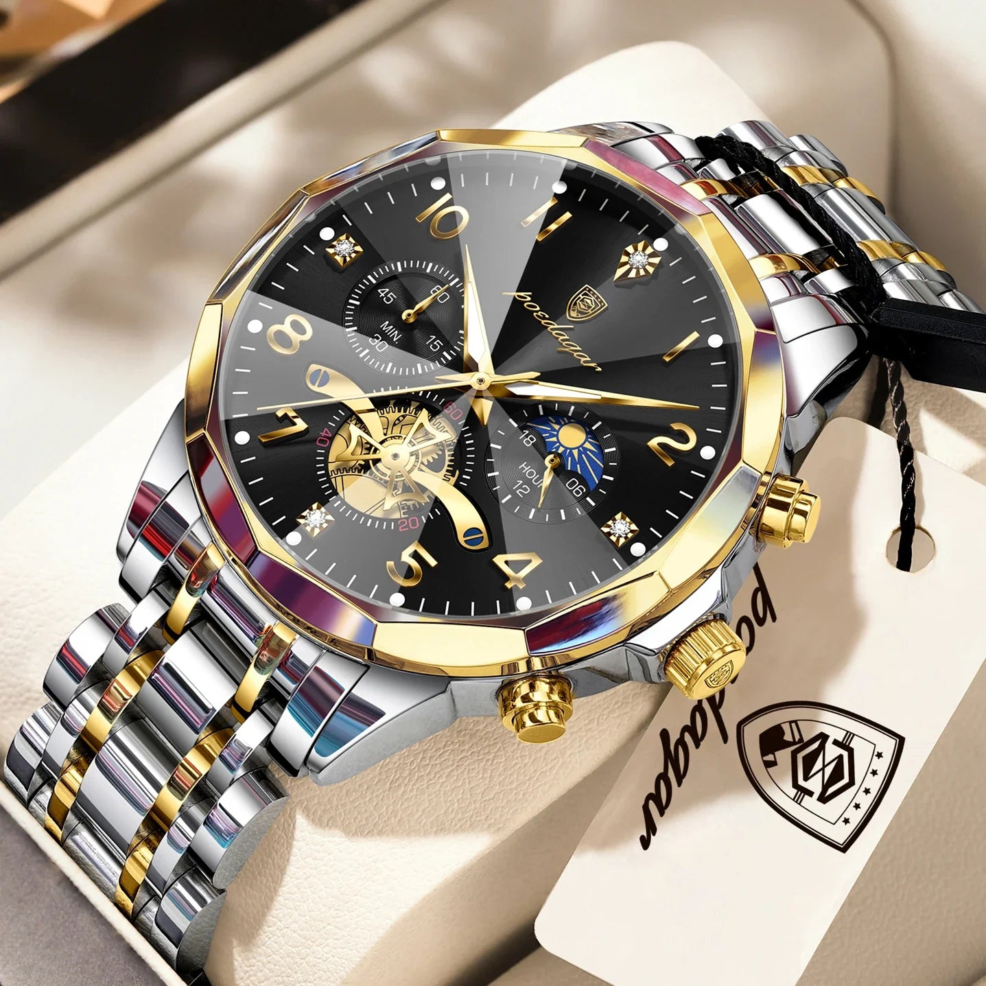 Luxury High Quality Man Wristwatch Chronograph Stainless Steel Quartz Men's Watches Waterproof Luminous Men Clock Reloj